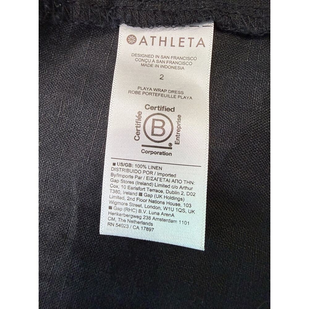 NWT Athleta Playa Linen Wrap V-Neck Dress with Pockets Summer Black Size 2 - Picture 10 of 12